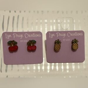 Cherry and Pineapple Earrings Set